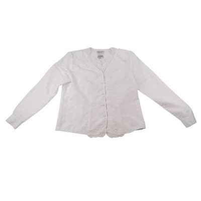 Vintage Kathie Lee Collection Womens Small White Lace Trim Button Front Blouse