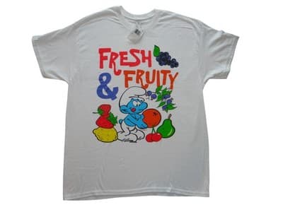 White Fresh & Fruity Smurf Graphic T-Shirt