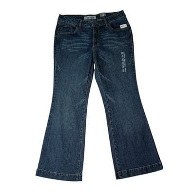 Y2K Vintage NWT Faded Glory Flare Jeans Petite Size 12 Blue Denim Stretch Pants