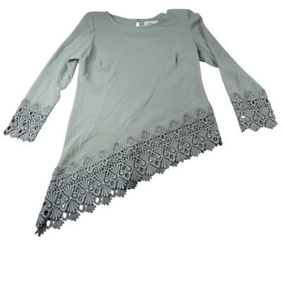 Vintage Cattiva New York Womens Mint Green Lace Trim AsymmetricalTop Sz 14