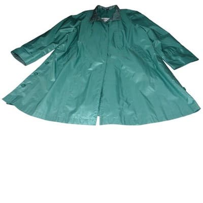 Vintage British Mist Teal Raincoat Women's Size 16 Trench Style Water Resistant
