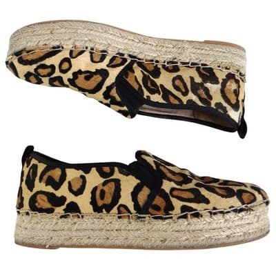 Sam Edelman Women Leopard Print Calf Hair Platform Espadrille Slip On Shoes 8