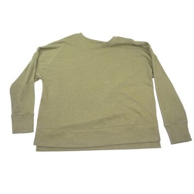 Time and Tru Womens XL Olive Green Heathered Crew Neck Sweatshirt High Low Hem