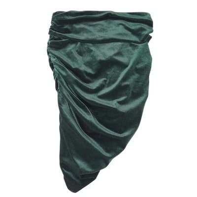 Express Womens XS Emerald Green Velvet Ruched Asymmetrical Tulip Hem Skirt