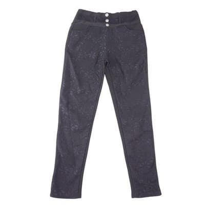 Cover Charge Black Floral Lace Overlay Leggings High Waisted Button Detail