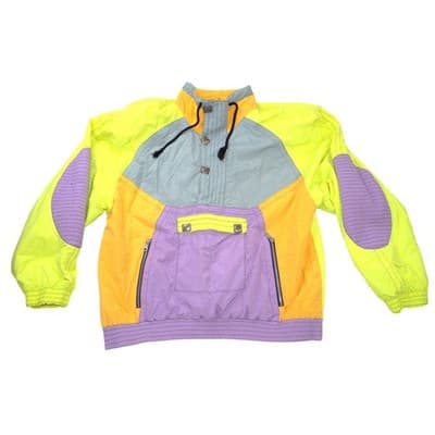 Vintage Volkl Mens Neon Colorblock Windbreaker Pullover Jacket Large 90s Retro