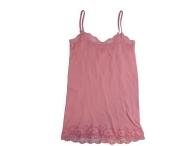 Vintage Y2K Pink Lace Trim Chemise Sleepwear M/L