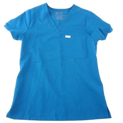 FIGS Technical Collection Womens XXS V-Neck Scrub Top Teal Blue Short Sleeve