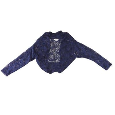 NWT-Tahari Arthur S. Levine Navy Blue Floral Lace Sequin Shrug Bolero Jacket S