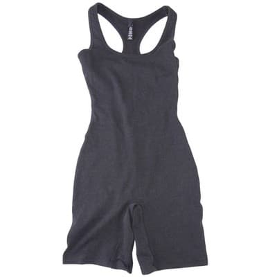 Womens Charcoal Black Racerback Athletic Romper Unitard Bodysuit XS