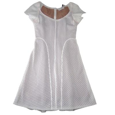 NWT-Byron Lars Beauty Mark White Mesh Honeycomb Fit and Flare Dress Size 6