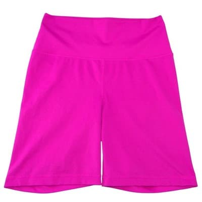 Yogalicious Lux Womens High Waisted Biker Shorts Magenta Pink Size L