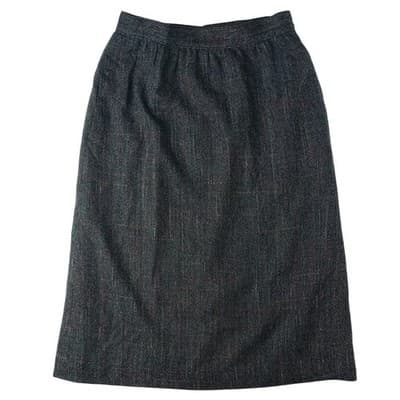 VTG Womens Plaid Tweed Maxi Skirt Dark Multi Color Classic Tailored Knee Length
