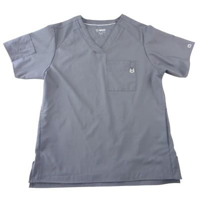 WonderWink Womens Charcoal Gray V-Neck Medical Scrub Top Size Medium