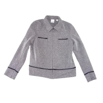 Emma James Petite Grey Textured Zip-Up Jacket Liz Claiborne Size P