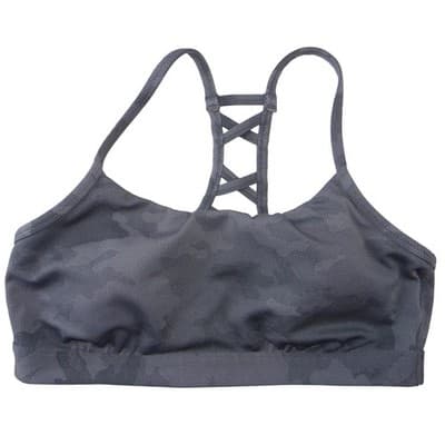 All in Motion Womens Gray Camo Strappy Lattice Back Sports Bra Size L