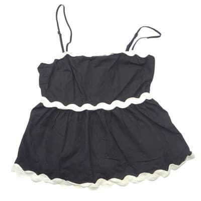 Petal + Pup Black Scalloped Peplum Cami Top Size S Rickrack Adjustable Strap