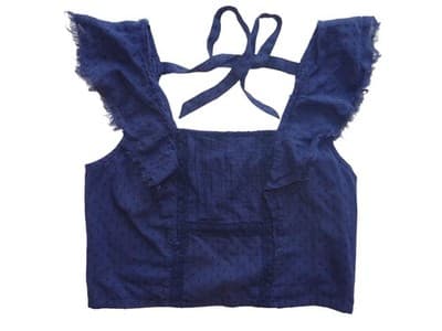 True Craft Navy Blue Frill Crop Top - Size L