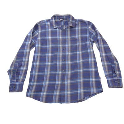 Eddie Bauer Mens Large Blue Plaid Flannel Button Up Shirt Long Sleeve Gorpcore