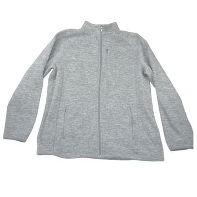 George Mens XL Gray Space Dye Full Zip Fleece Lined Jacket Mock Neck Outerwear