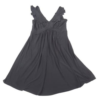 Evan-Picone Black Ruffle V-Neck Empire Waist Sleeveless Dress Petite 12P