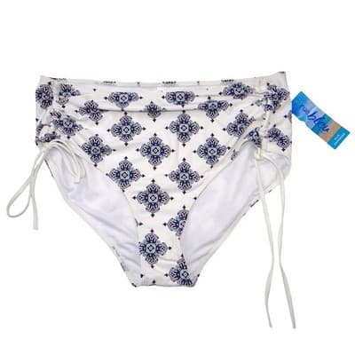 NWT-Rue Bleu by rue21 Women 1X High Waisted Bikini Bottoms Blue Medallion Tile