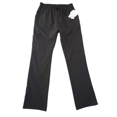 NWT-Unique Scrubs Black Cargo Scrub Pants Tapered Fit 4-Way Stretch Size L Women