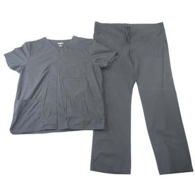 Scrubstar Womens Black Medical Scrub Set V-Neck Top Cargo Pants WM00B068 Size M