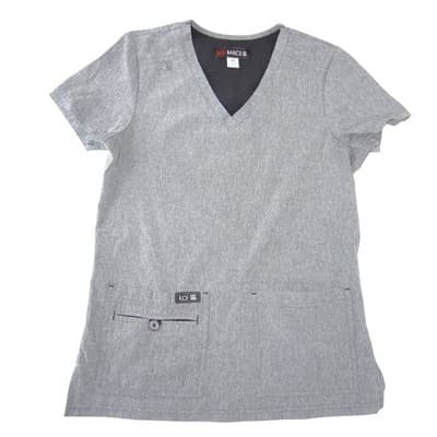 Koi Basics Becca Scrub Top Womens XS Grey Heather V-Neck Medical Nursing