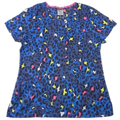 Heartsoul Wiki Neon Leopard Print Scrub Top Blue Pink Yellow Womens Medium