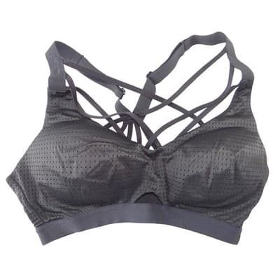 Victoria Sport Black Strappy Perforated Mesh Sports Bra 34C Medium Impact