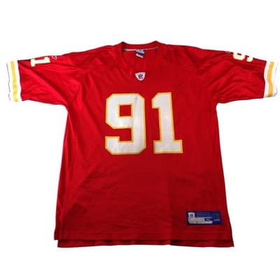Reebok Kansas City Chiefs Leslie O'Neal 91 NFL Jersey Mens XL Red Mesh Football