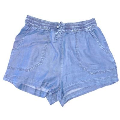 ToxiK3 Womens Blue Chambray Drawstring Shorts High Rise Elastic Waist Size M