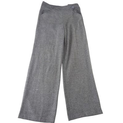 MSSP Max Studio Gray Wide Leg Trousers High Rise Button Detail Pants Size 8