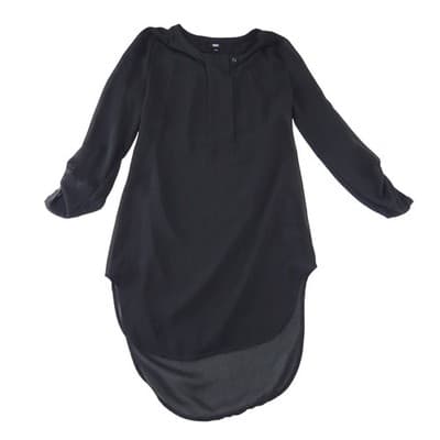 Mossimo Womens XS Black High Low Tunic Blouse Long Sleeve Split Neck Top