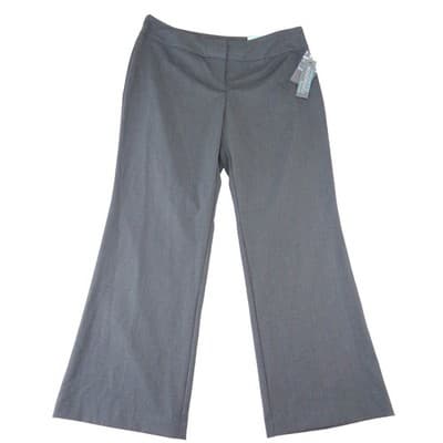 NWT Covington Essentials Petite Curvy Fit Wide Leg Dress Pants Gray 14P