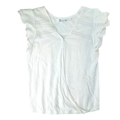 7th Avenue Design Studio New York Company White V Neck Flutter Sleeve top Size S