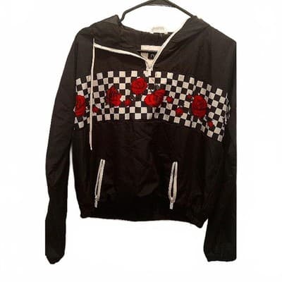 Rue21 Cropped Hooded Windbreaker Jacket with Roses