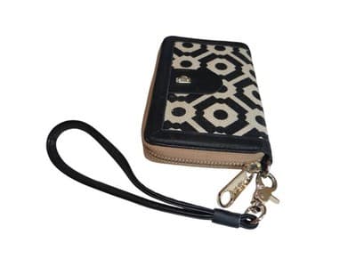 Sparrow Design Wristlet Wallet - Stylish Black and Cream Purse
