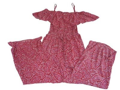 Old Navy Red Paisley Print Off-Shoulder Jumpsuit - Size S