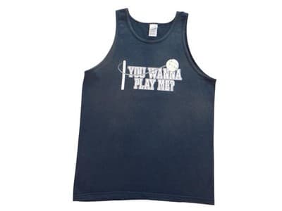 Vintage Mens Navy Blue Volleyball Graphic Tank Top Sleeveless Shirt L