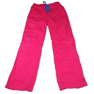 Hot Pink Scrub Pants Women's Cargo Pockets Drawstring Waist