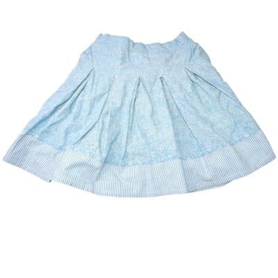 Vintage Pinot Noir Womens Light Blue Denim Floral Pleated Midi Skirt Size M