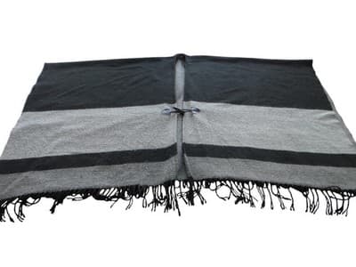 Black and Gray Women's Wool Wrap Shawl with Toggle Closure