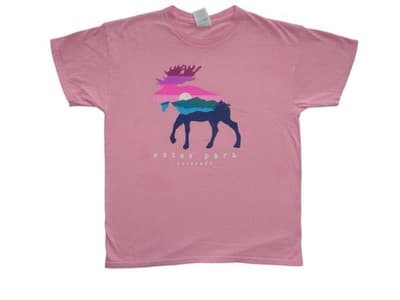 Estes Park Colorado Graphic T-Shirt - Pink Moose Design