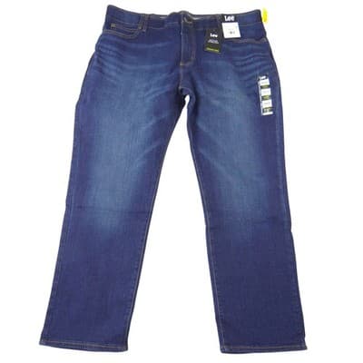 NWT-Lee Mens Active Stretch Straight Taper Jeans Dark Wash 40x30 Motion Flex