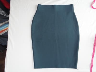 Shinesdar Women's Teal Bodycon Midi Skirt-Forest Green