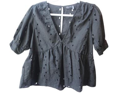 ASOS DESIGN Black Eyelet Peplum Top