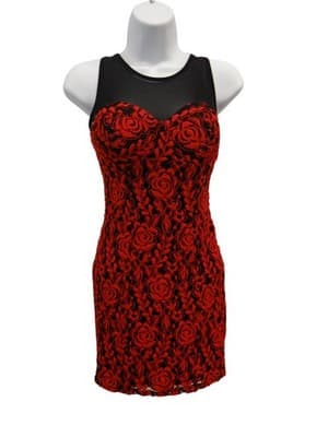 Material Girl Red Floral Lace Mini Dress