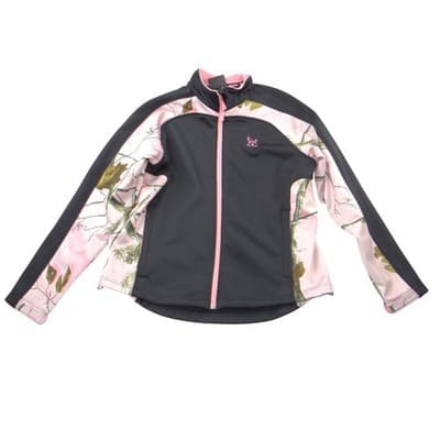 Bushmaster Womens XL Softshell Jacket Pink Realtree Camo Black Full Zip Fleece